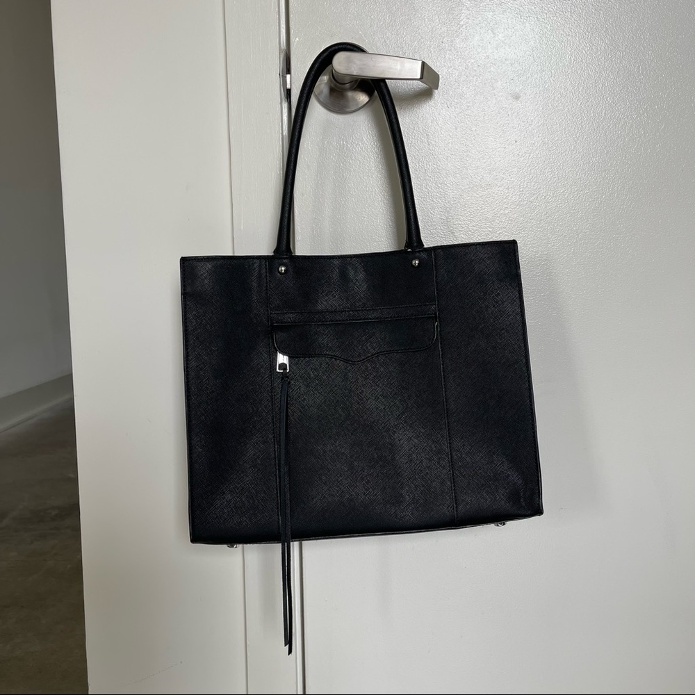 Rebecca Minkoff Medium Mab Oil Malaga Leather Black Shoulder Bag Tote